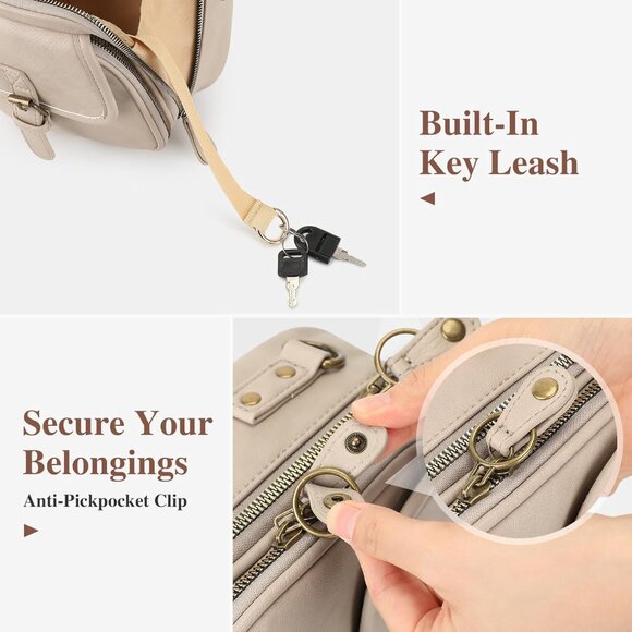 Apricot Grey Vegan Leather Crossbody Bag with RFID Wallet, Compact & Stylish for - Picture 7 of 8